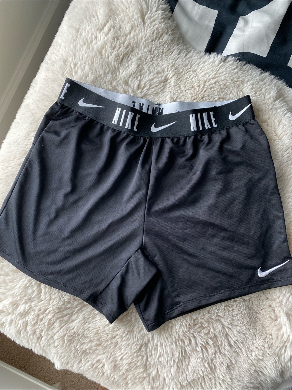 Nike Black Athletic Shorts with Logo Elastic Waistband